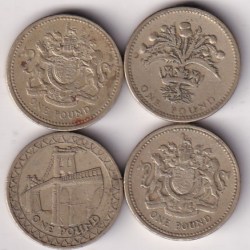 United Kingdom 4 Different One Pound Rare Commemorative Coin Set#X-24