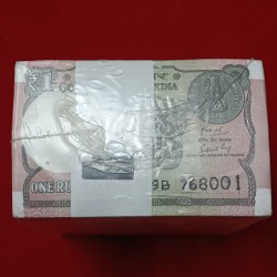 Ex Rare One Rupee RBI Sealed Pack Rim Year 2019 Finance Secretary Subhash Garg full Fancy Numbers 768001