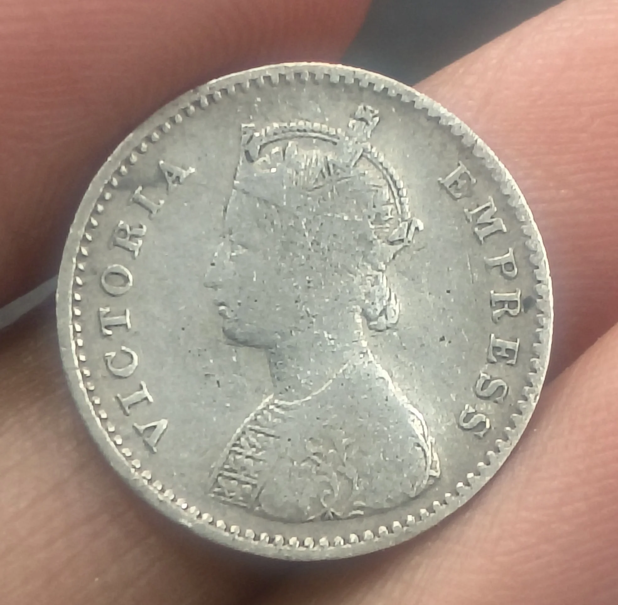 India - British 2 Annas 1884 - Victoria Rare Silver Coin