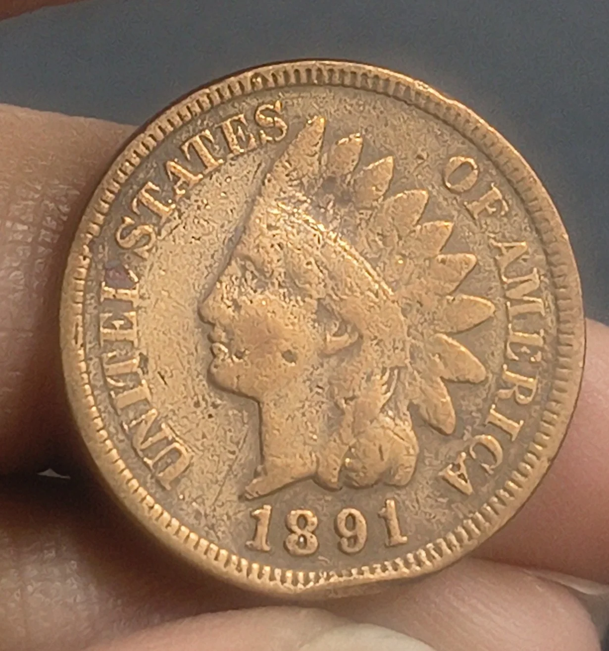 United States 1 Cent 1891 "Indian Head Cent" Rare Coin