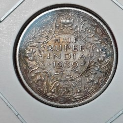 Half Rupee Coin 1939 George VI King Emperor