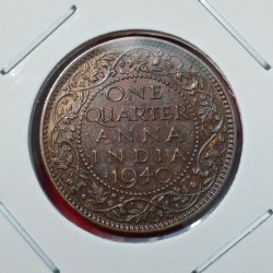 One Quarter Anna 1940 George VI King Emperor Coin SKU 01