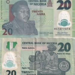 Nigeria 20 Naira lowest price rare Polymer﻿ Note #Q