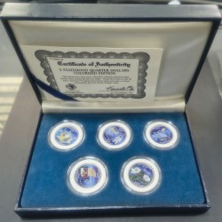 Alternative view of 2002 STATE QUARTER DOLLARS (TN/ OH/LA/IN/MS) COLORIZED RARE MORGAN MINT 5Pcs COINS SET WITH WOODEN BOX ; COVER AND CERTIFICATE