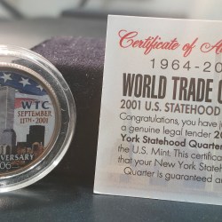 Alternative view of WORLD TRADE CENTER ( 5TH ANNIVERSARY) 2006 NEW YORK COLORIZED RARE U.S. MINT COIN SET WITH WOODEN BOX ; COVER AND CERTIFICATE