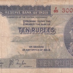 10 Rupees George VI Governor J.b.taylor Rare Note