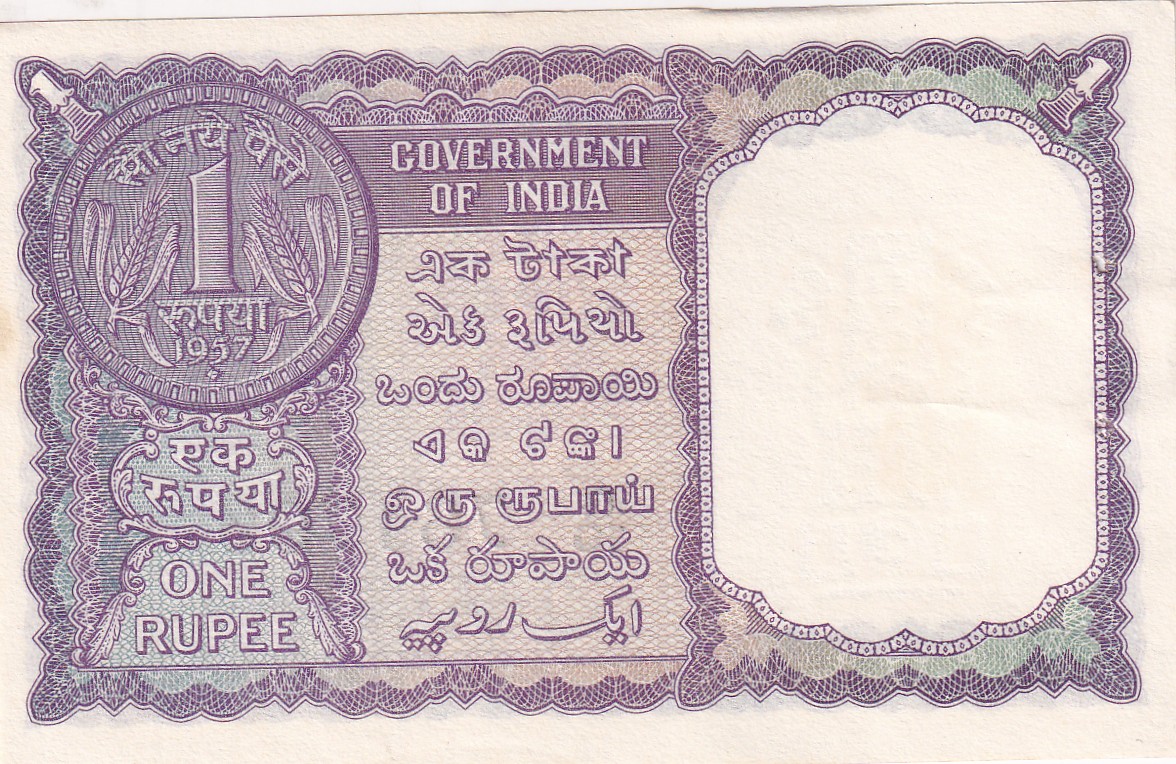 One Rupees 1957 (D Insert) Governor L.K Jha Rare Gem Unc Note - Image 2