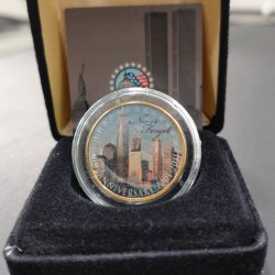 Alternative view of WORLD TRADE CENTER 10th ANNIVERSARY 2011 NEW YORK COLORIZED RARE U.S. MINT COIN SET WITH WOODEN BOX ; COVER AND CERTIFICATE