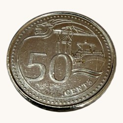 Alternative view of Singapore 50 Cents Circulation Coin Issue Unique and Rare