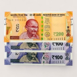 Rs 200 and 500 Ultra Unique Pair Set of Banknotes Same Number 1LV 111111 Gem UNC Unique and Rare