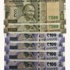 Rs 500 to 100 Ultra Unique Pair Set of Banknotes Same Number 1AF 999999 And 1000000 Gem UNC Unique and Rare