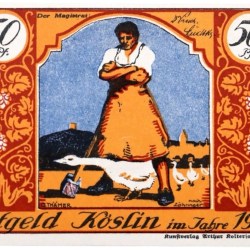 Germany Poland Koslin 50 Pfennig Notgeld 1921 Goose Scene UNC and Rare