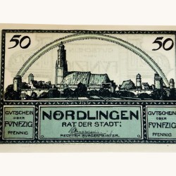 Germany Emergency Banknote 50 Pfennig Notgeld 1918 Issue Nordlingen UNC Unique and Rare