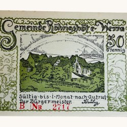 Germany Emergency Banknote 50 Pfennig Notgeld 1921 Issue Rohrigshofe UNC Unique and Rare