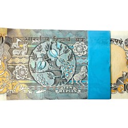 Alternative view of Rs 10 India Banknote Serial Bundle Peacock Issue Signed By I G Patel Inset A Unique and Rare UNC