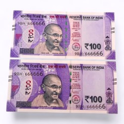 Rs 100 India Banknote Twin Set Same Number 9BH 666666 Unc Unique and Rare