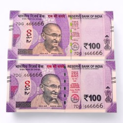Rs 100 India Banknote Twin Set Same Number 7DG 666666 Unc Unique and Rare