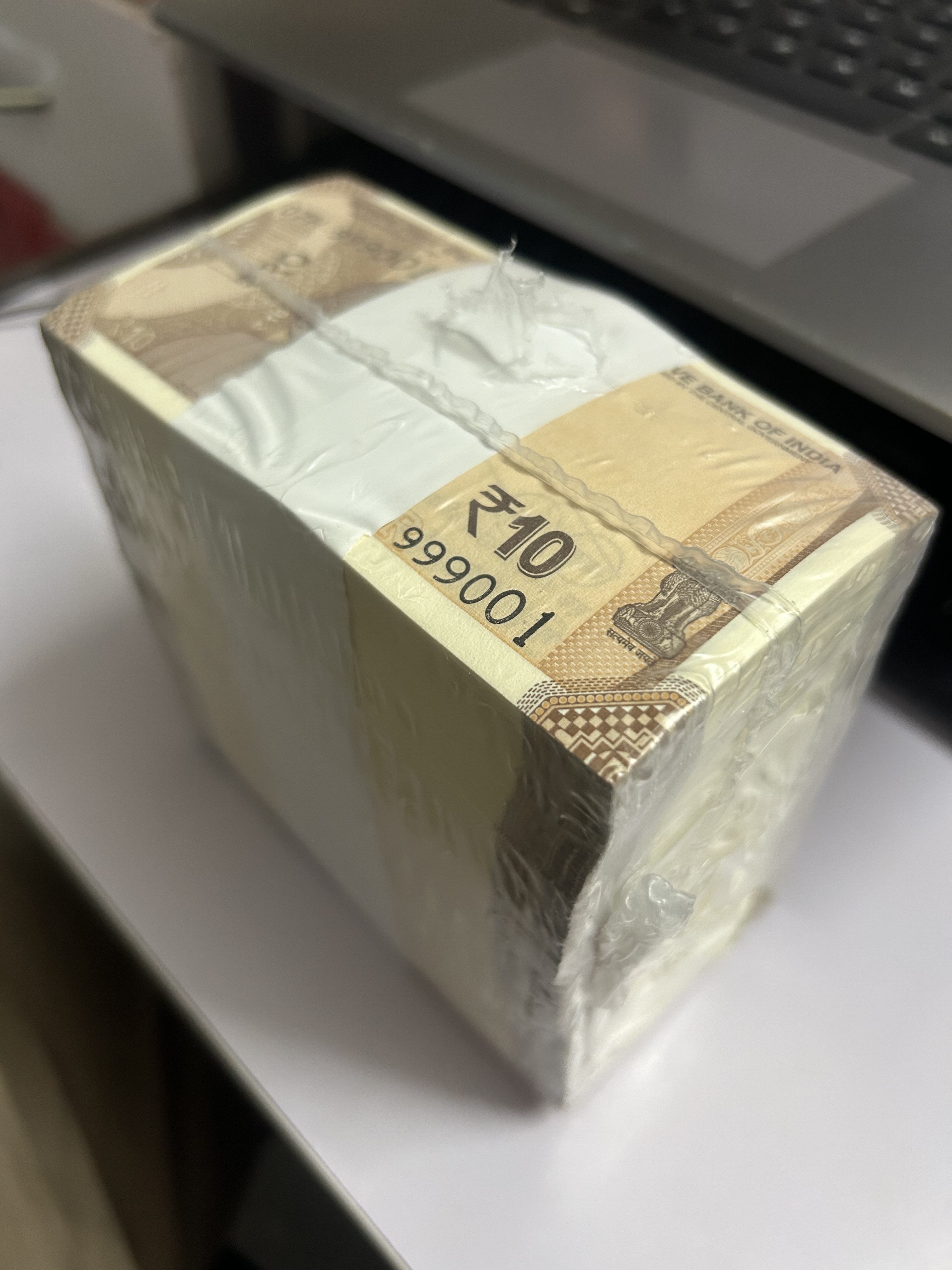 Rare RIM 10 Rupee Sealed Packed 999001 to 1000000 Super Fancy Number’s RBI Sealed 10 Bundles 999999 & 1000000 Notes Included