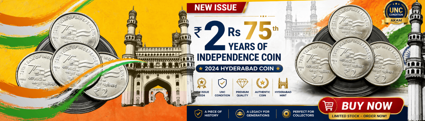 NEW ISSUE 2 Rs 75th Years Of Independence Coin 2024 Hyderabad Coin UNC AKAM