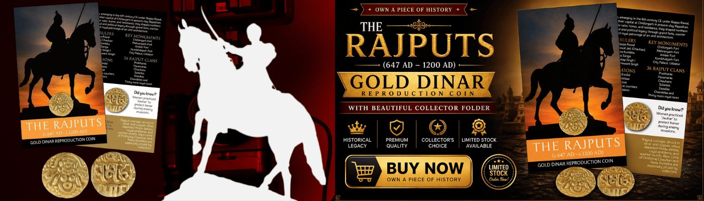 THE RAJPUTS – GOLD DINAR Reproduction Coin WITH BEAUTIFUL FOLDER COIN