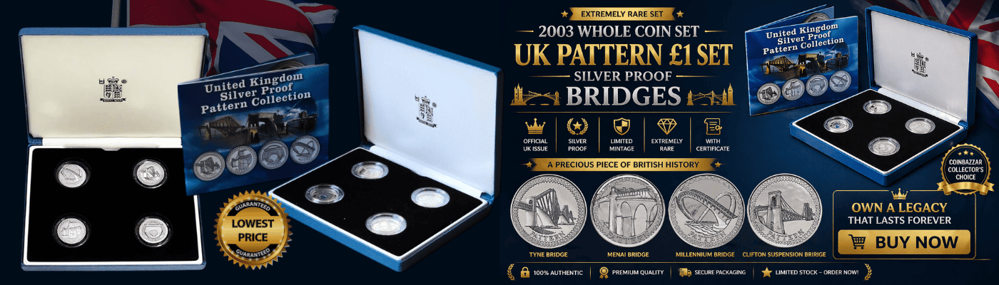 2003 Whole Coin Set UK Pattern £1 Set Silver Proof Bridges with certificate extermaly rare set