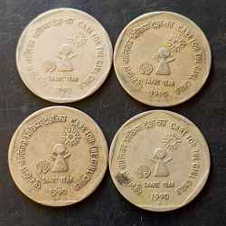 Republic India Denominaton 1 ₹ Care for girl child Metal copper nickel Same and similar set are available
