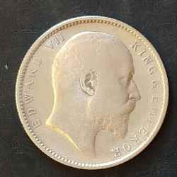 Alternative view of Silver British India King and emperor Edward VII Denominaton 1₹ Same and similar piece available