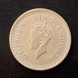 Alternative view of Silver British India King and emperor George vi Denominaton 1/2₹ Year 1943 Same and similar piece available