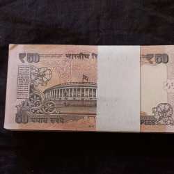 Alternative view of Reserve Bank of India Denominaton 50₹ bundle Gem unc condition Same and similar bundle available