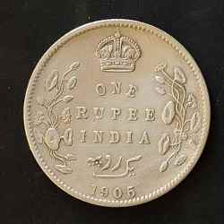 Silver British India King and emperor Edward VII Denominaton 1₹ Same and similar piece available