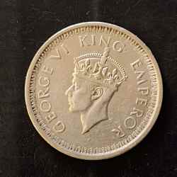 Alternative view of Silver British India King and emperor George vi Denominaton 1 ₹ Year 1944 Lahore mint Same and similar piece available