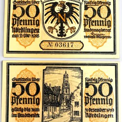 Germany Emergency Banknote 50 Pfennig Notgeld 1918 Issue Nordlingen UNC Unique and Rare