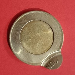 Alternative view of 20 Rs Massive Shifting Error Coin along with extra metal print with Year and Rupees printed
