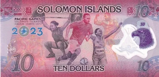 Pacific Games Solomon Islands 10 Dollars 2023 Polymer Unc Note
