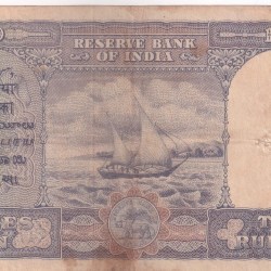Alternative view of King George VI British India 10 Rupees Front Face C D Deshmukh Sign Note #2