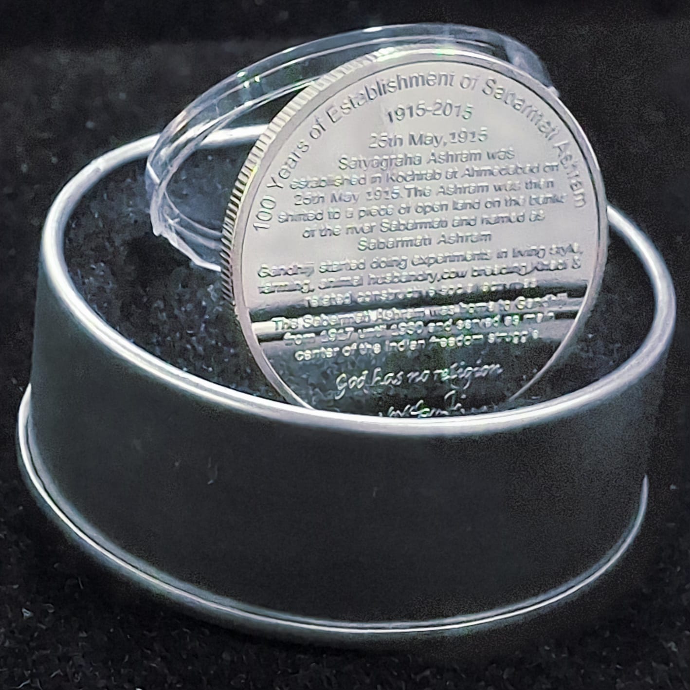 Mahatma Gandhi - Sabarmati Ashram 5th may (1915-2015) Silver Plated Medallion With Box