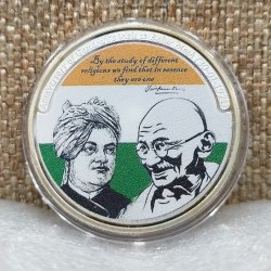 Mahatma Gandhi Visit To Belur Math On 1921 Silver Plated Medallion With Box
