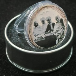 Mahatma Gandhi - 2nd Round Table Conference In (1931-2015) Silver Plated Medallion With Box