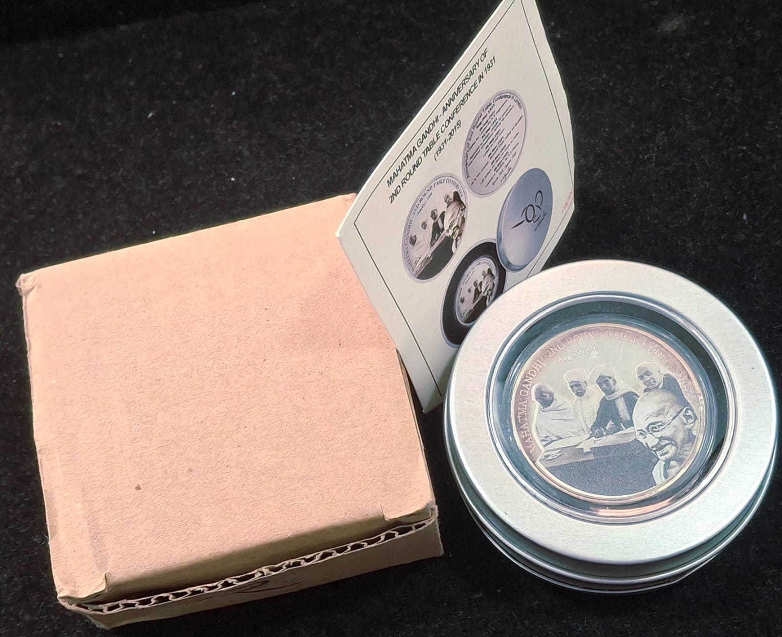 Mahatma Gandhi - 2nd Round Table Conference In (1931-2015) Silver Plated Medallion With Box