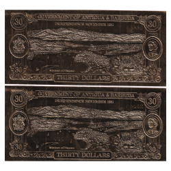 Antigua and Barbuda 30 Dollars (The search for nectar) Gold Plated (2 Note) Set