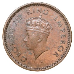 Bronze 1/2 Pice of George VI (AD 1939) of Calcutta Mint Head I