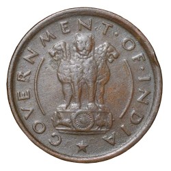 Alternative view of Bronze 1 Pice of Republic India (AD 1954) of Hyderabad Mint Split Diomand Horse Type Ext. Rare