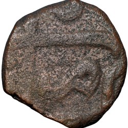 Alternative view of Copper 1/2 Paisa of Aurangzeb(AD1658-1707) of Surat Mint KM # 283.8 Toughra Legend