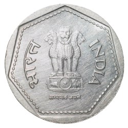 Alternative view of Copper-Nickel 1 Rupee of Republic India (AD 1985) of Royal Mint(London) with Security Edge About UNC Grade