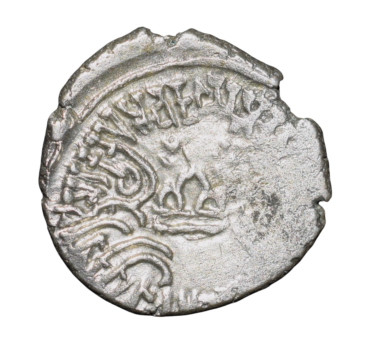 Silver Drachma of Vijaysena(AD 239-50) of Western Kshatrapa Kanheri Type 23.3U1 C/s by Maitraka's - Image 2
