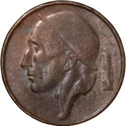 Bronze 50 Centimes of Belgium Country (AD 1992) with A Miner