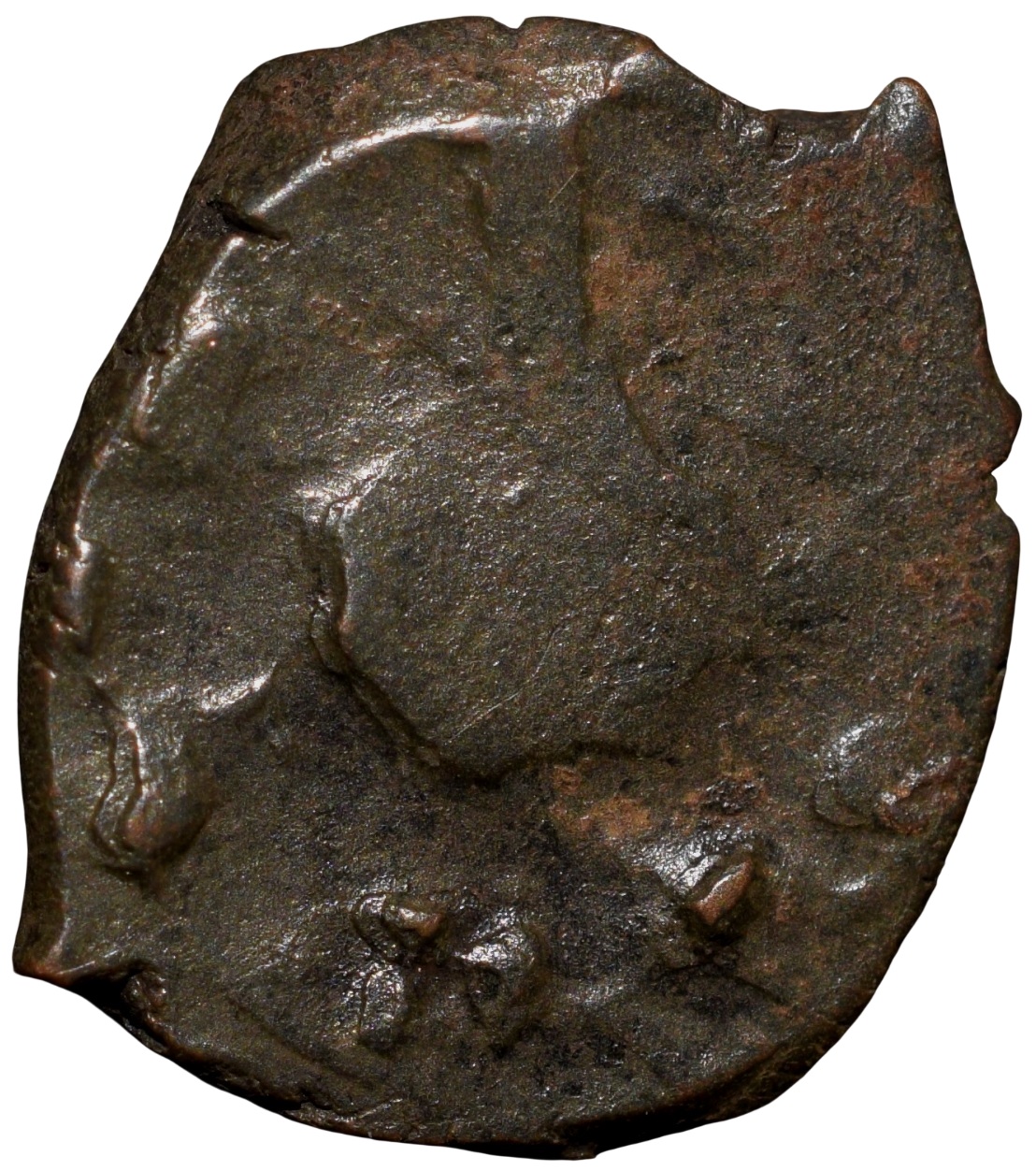 Copper Fractional Unit of Vasudev(AD 190-230) of Kushan Dynasty Ardoksho Deity Type Rare - Image 2