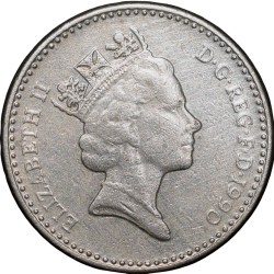 Copper-Nickel 5 New Pence of Elizabeth II (AD 1990) from United Kingdom