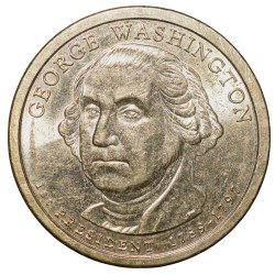 Brass 1 Dollar of United States of America (AD 2007) Commemorative Issue 'George Washington' About UNC Grade