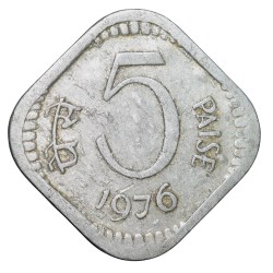 Aluminium 5 Paise of Republic India (AD 1976) of Calcutta Mint